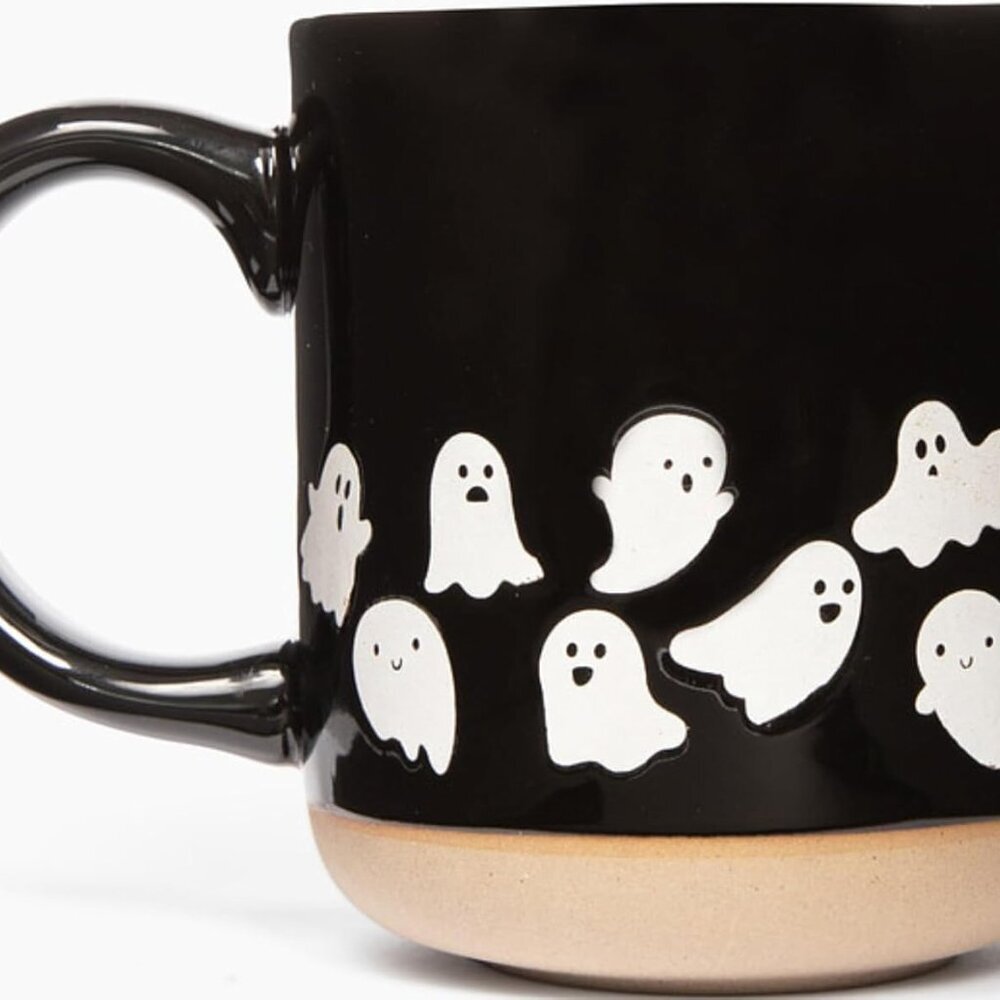 White Ghosts Black Halloween Mugs - Halloween Coffee Mug Dishwasher & Microwave